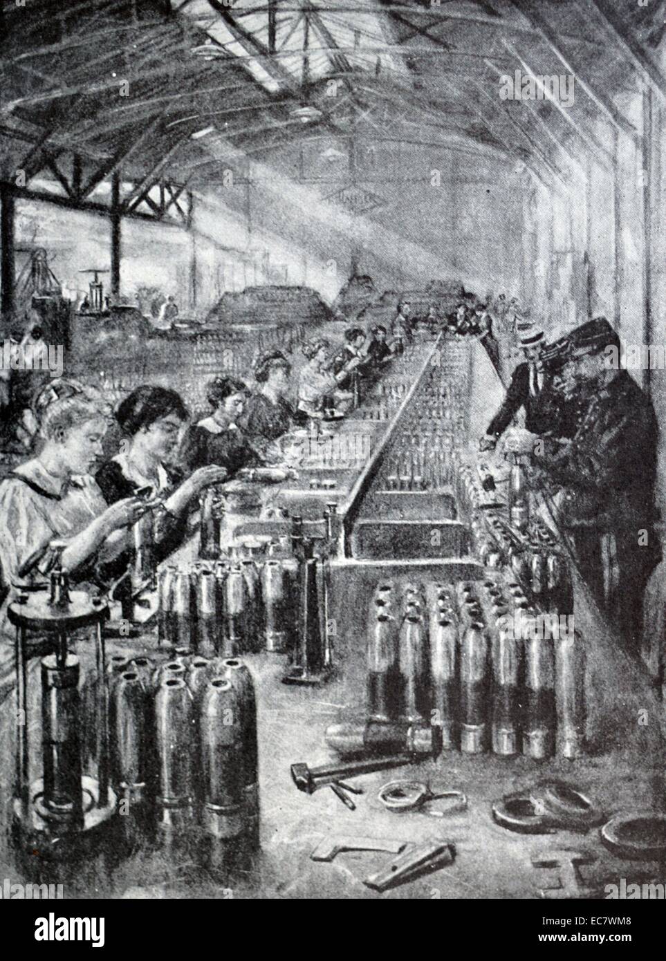 Arbeitnehmerinnen in einem französischen Munitionsfabrik im ersten Weltkrieg Stockfoto