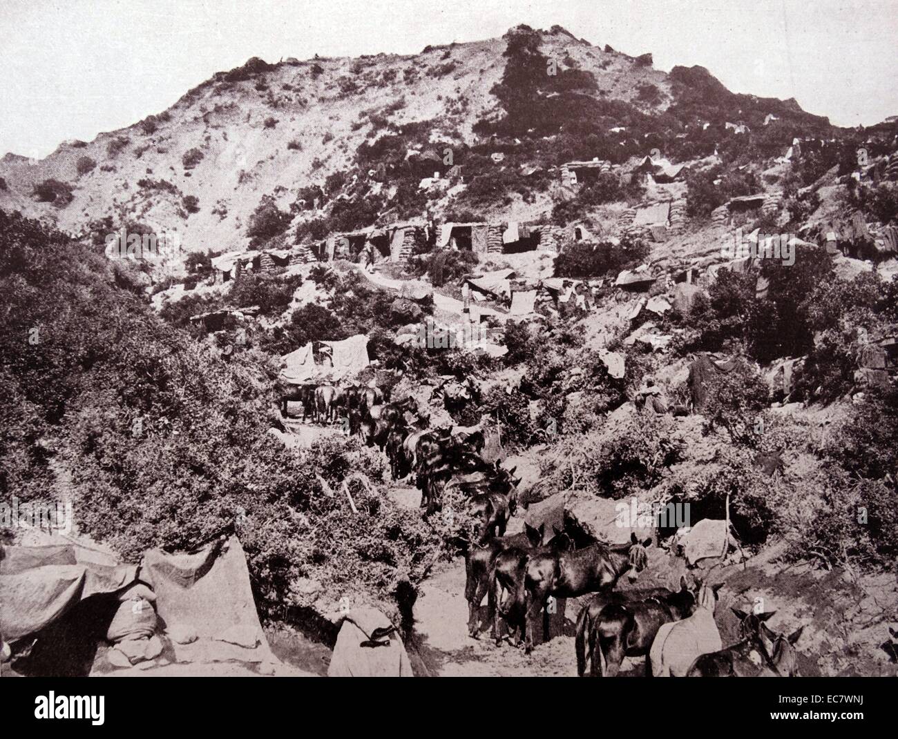 Sandbagged australische Truppen Positionen bei der Schlacht von Gallipoli. Stockfoto
