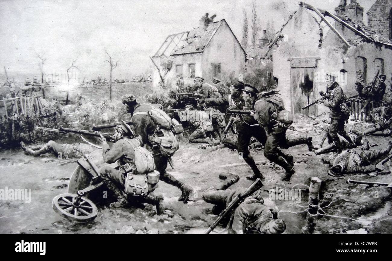 Die französische Stadt Givenchy wurde während des Ersten Weltkrieges zerstört. Britische Truppen verteidigt, sondern in den vorrückenden Deutschen verloren Stockfoto