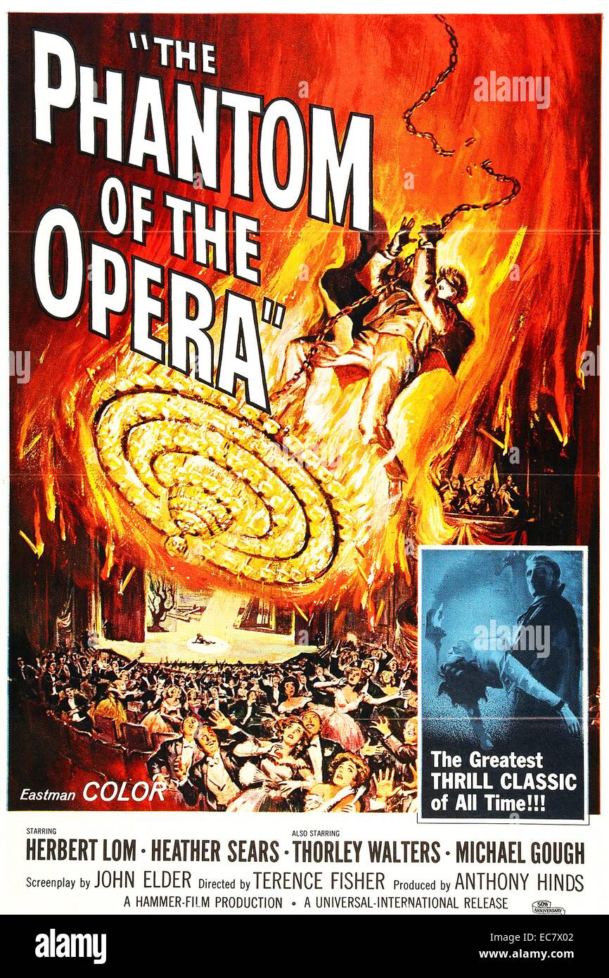 Das Phantom der Oper ist ein britischer Horrorfilm aus dem Jahr 1962 basierend auf dem Roman von Gaston Leroux. Der Film wurde von Hammer Film Productions. Stockfoto
