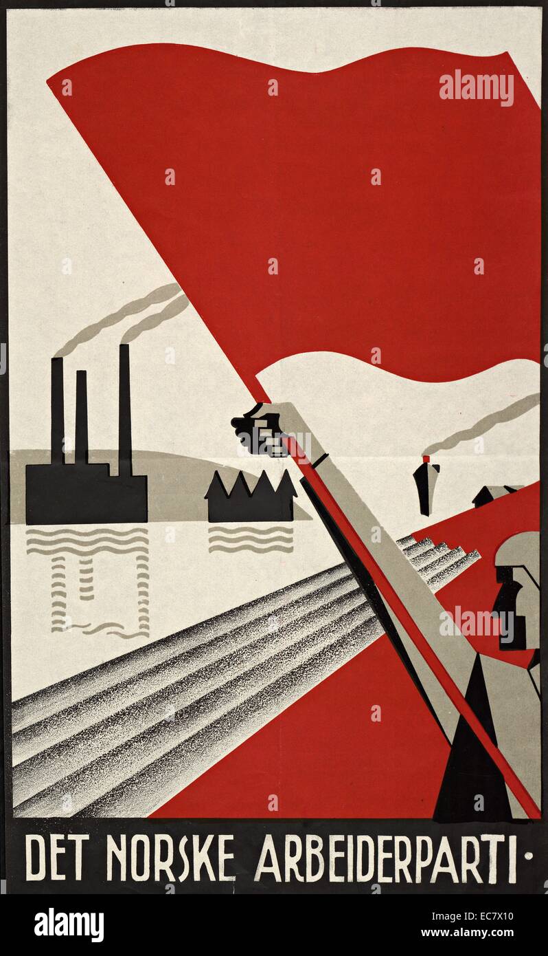 Plakat der norwegischen Arbeiterpartei der 1930er Jahre Stockfoto
