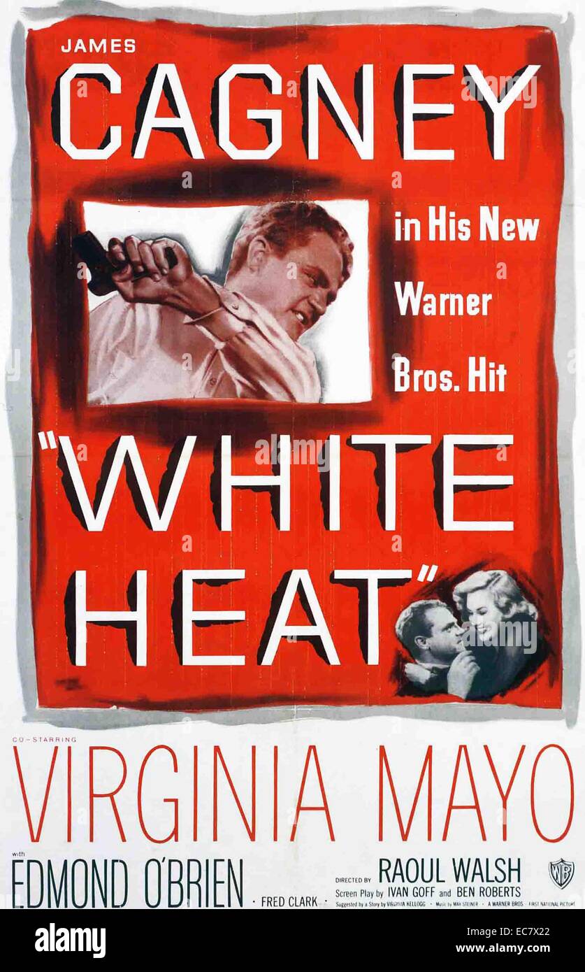 White Heat ist ein 1949 Film noir starring James Cagney, Virginia Mayo und Edmond O'Brien. Unter der Regie von Raoul Walsh und auf eine Geschichte von Virginia Kellogg, es gilt als eines der klassischen Gangsterfilm. Stockfoto