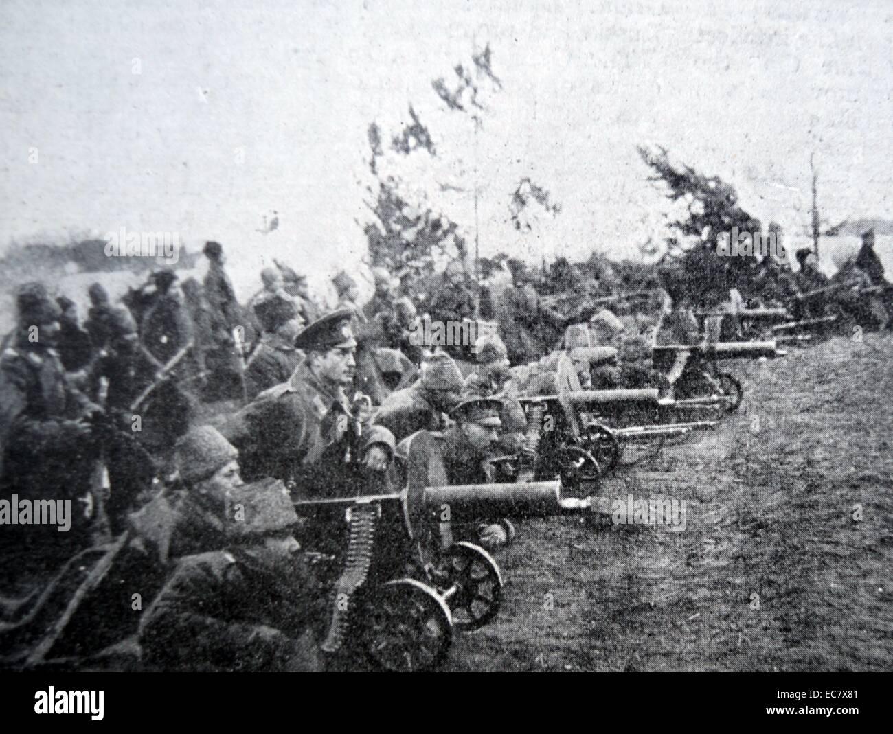 Russische Artillerie-Stellung beim Welt ein 1915 Stockfoto