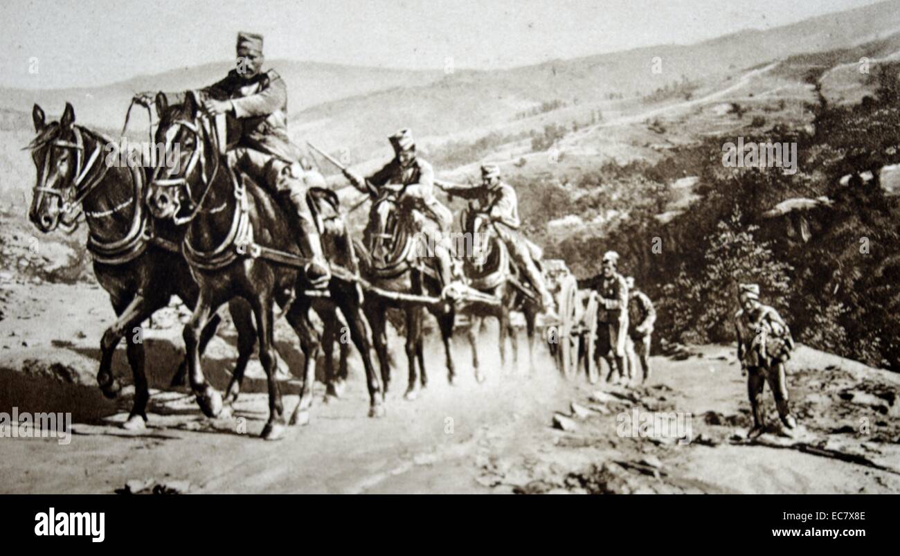 Serbische Artillerie im ersten Weltkrieg eine 1915 zurücktreten Stockfoto