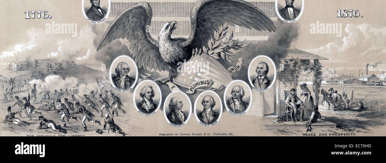 Cameo Porträts von sechs amerikanischen revolutionären Krieg Generäle: Israel Putnam; Philip Schuyler; Horatio Gates; Nathaniel Grün; Benjamin Lincoln: John Sullivan Stockfoto