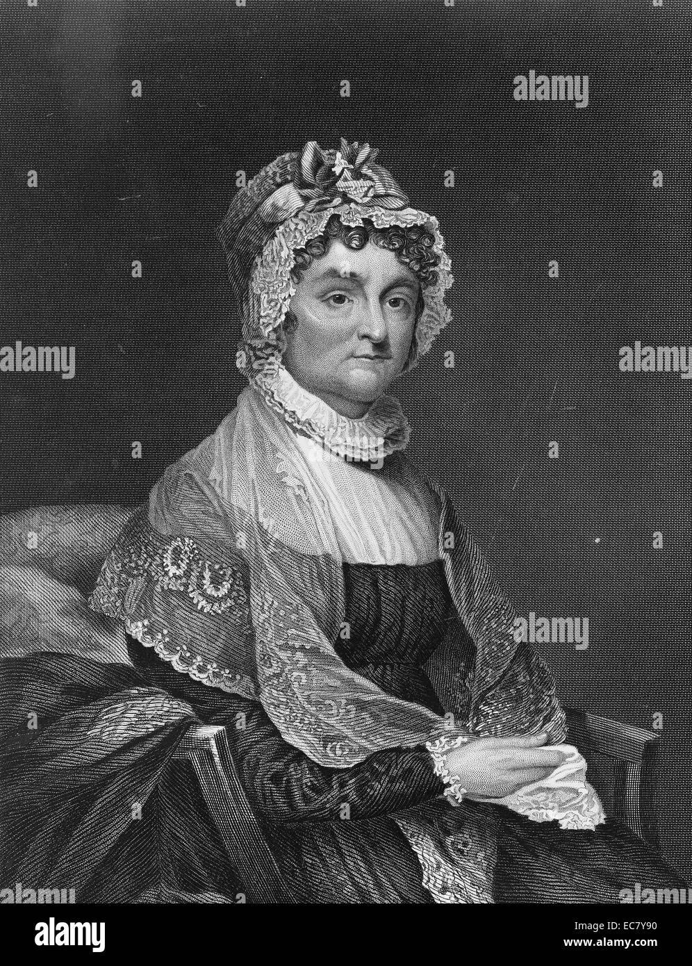 Frau John Adams (1744-1818) - Abigail Adams - war die Frau des zweiten US-Präsidenten John Adams. Sie war die Mutter der sechste Präsident John Quincy Adams und ihr Mann häufig gesucht Ihre Meinung über viele politische und staatliche Angelegenheiten. Stockfoto