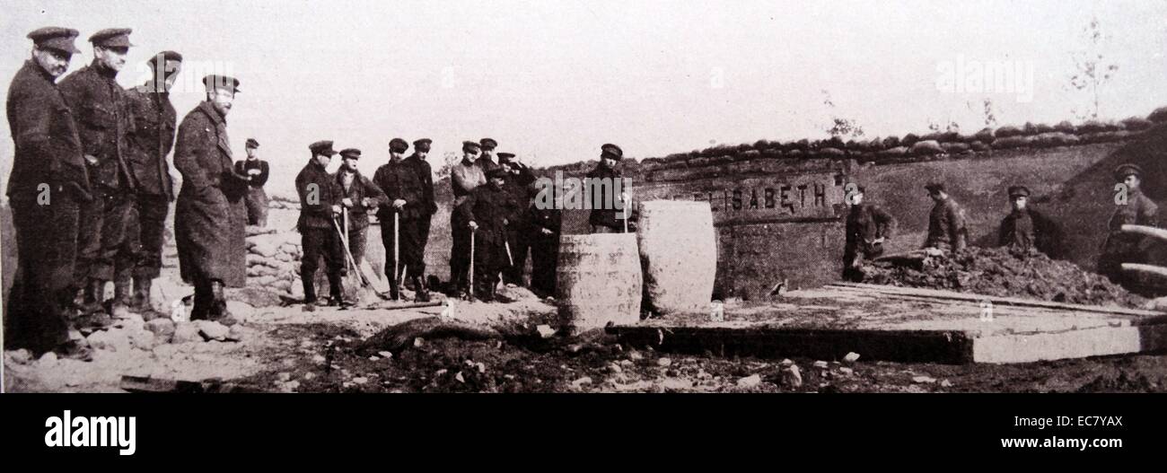 Eine belgische Position an vorderster Front, benannt nach der belgischen Königin Elizabeth während Weltkrieges einer 1915 Stockfoto