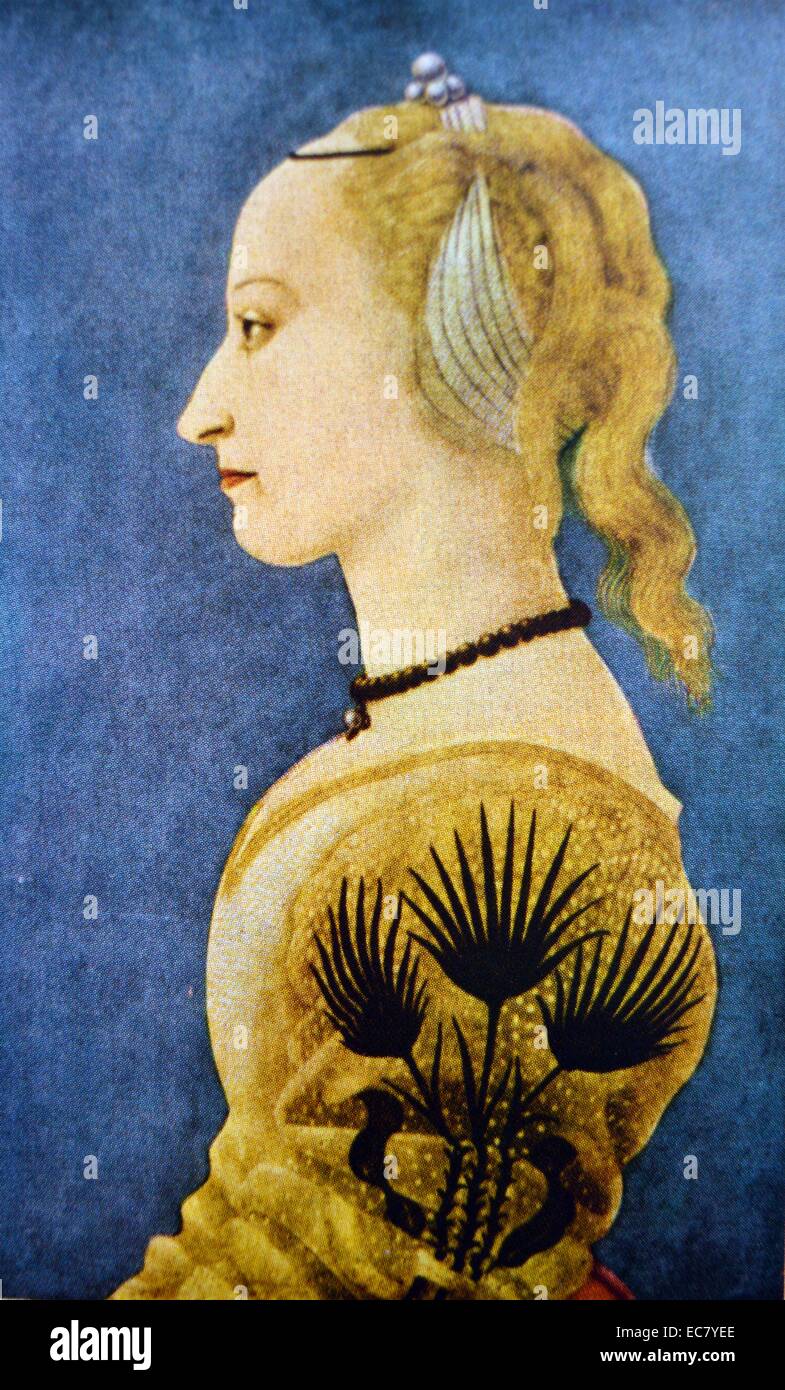 Alesso Baldovinetti, (1426-1499), Portrait of a Lady.  Tempera auf Verkleidung. Stockfoto