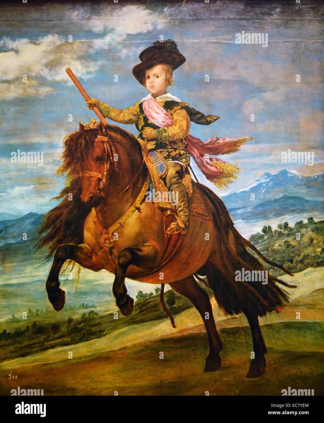 Diego Velazquez (1599-1660) "Prinz Balthazar Carlos und Detail seiner Schärpe" c. 1634, Öl auf Leinwand. Stockfoto