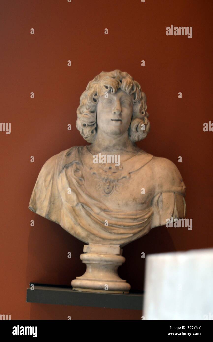 Marmorstatue von Gaston d'Orléans (1608-1660), als Gaston von Frankreich, dritter Sohn von König Heinrich IV. von Frankreich 17. Jahrhundert bekannt. Vom 17. Jahrhundert Stockfoto