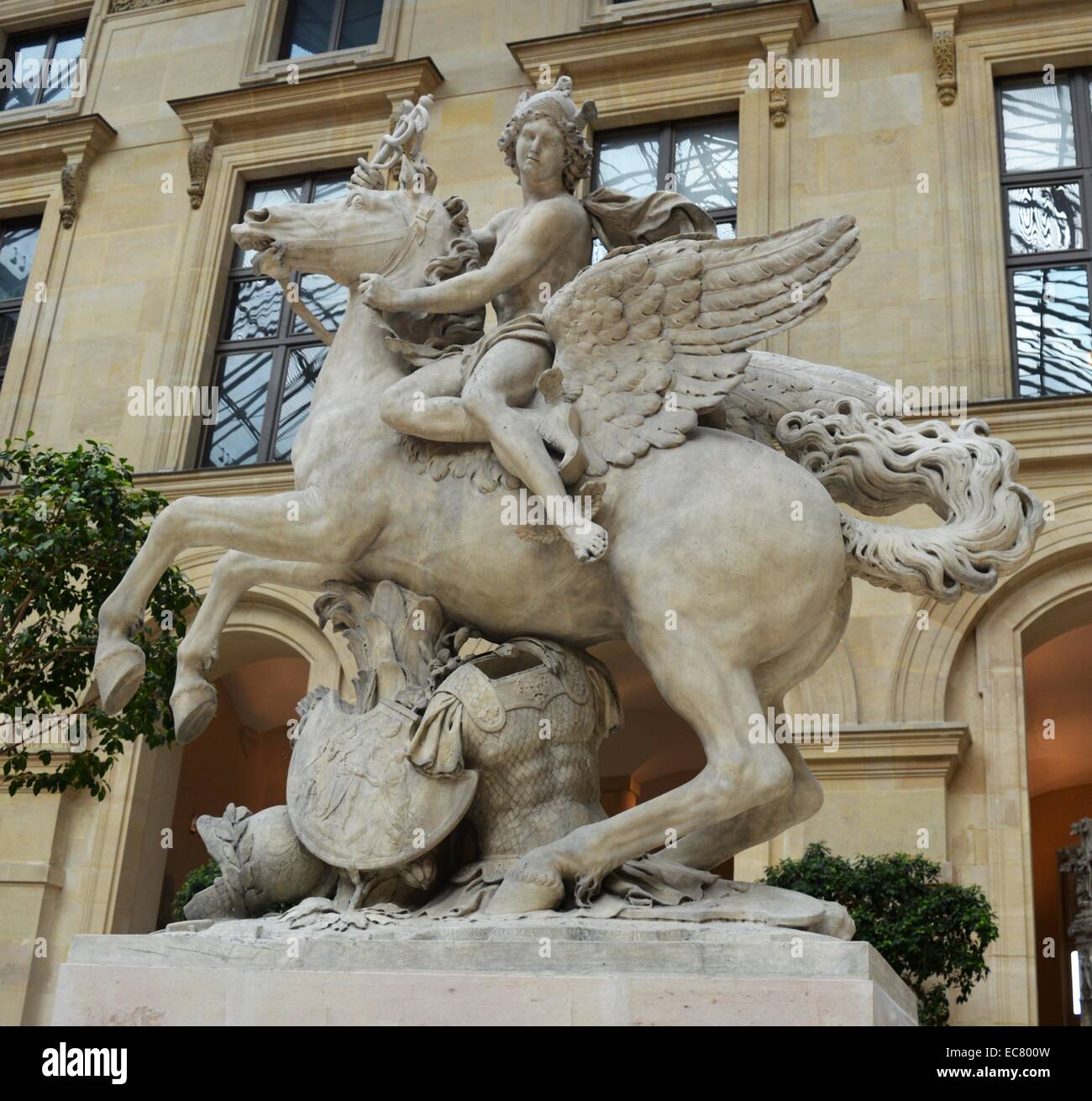 Marmorstatue von Hermes Reiten Pegasus französischen Bildhauers Antoine Coysevox (1640-1720). Vom 17. Jahrhundert Stockfoto