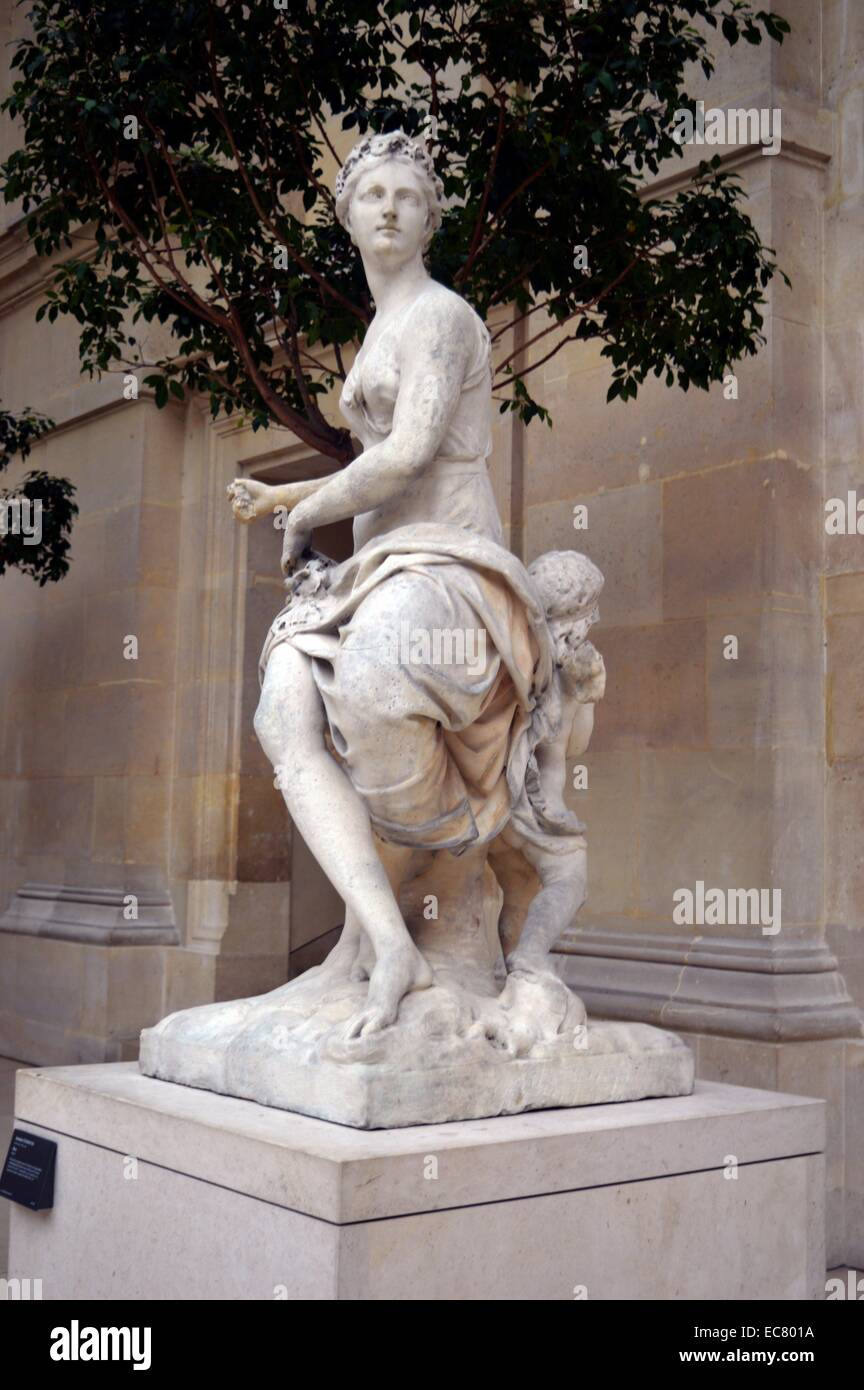 Marmorstatue der Flora durch Antoine Coysevox (1640-1720), französischer Bildhauer, geboren in Lyon. Vom 17. Jahrhundert. Stockfoto