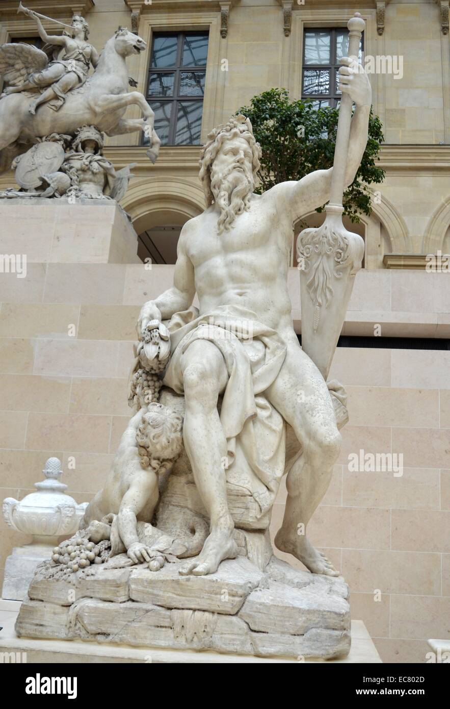 Marmorstatue von Seine in der Kapelle des französischen Bildhauers Antoine Coysevox (1640-1720) in Lyon geboren. Vom 17. Jahrhundert. Stockfoto