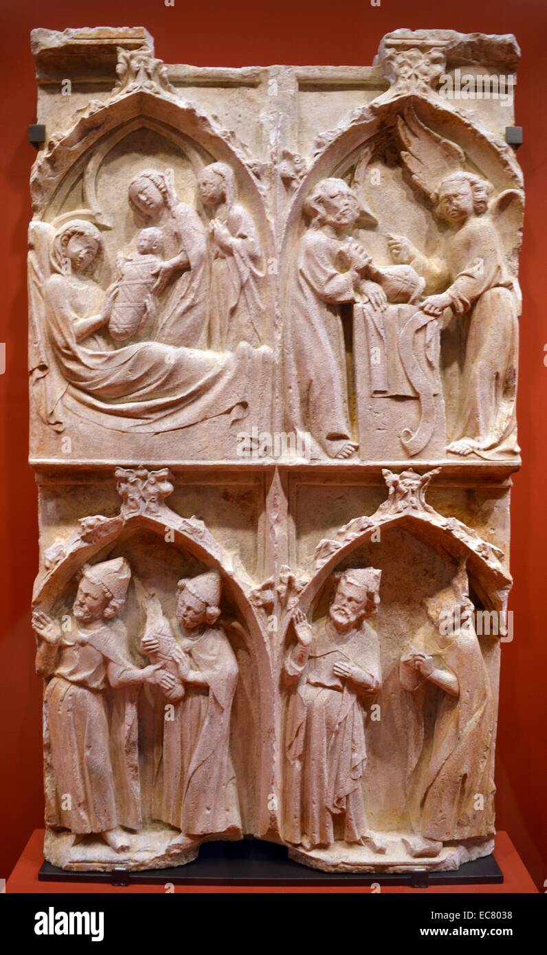 Burgund und Lothringen, das zweite Viertel des vierzehnten Jahrhunderts. Vier Szenen aus dem Leben des Hl. Johannes des Täufers. Stockfoto