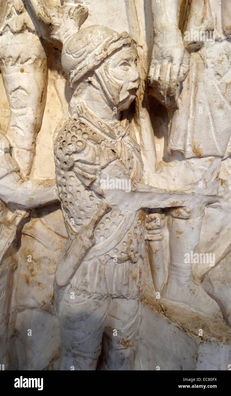 Detail aus der Säule des Marcus Aurelius (Barbaren Botschaft) ca. 180-192 n. Chr. Stockfoto