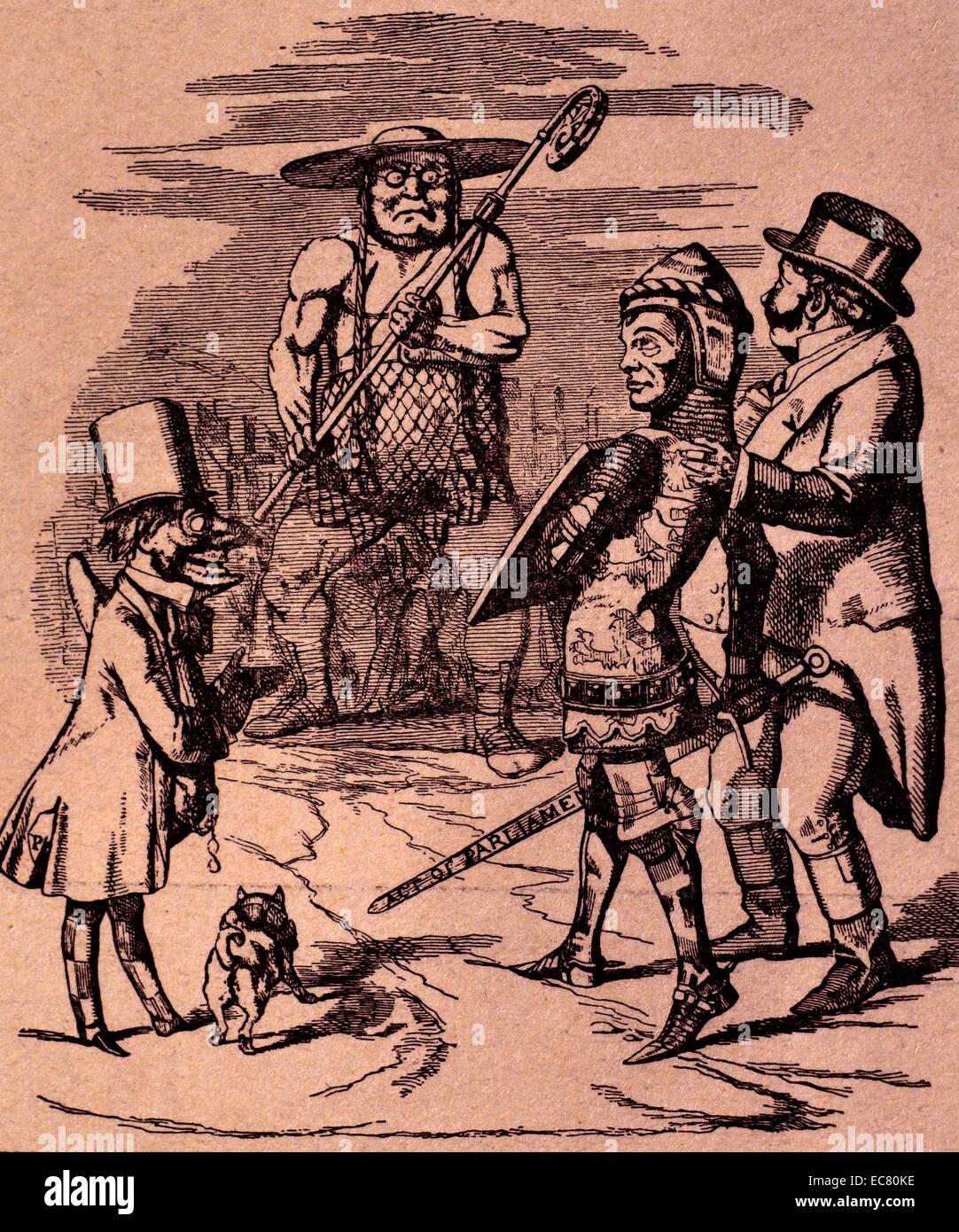 Sir John Tenniel's (1820-1914) erste Zeichentrickfilm für Punch. Ein britischer Illustrator Grafik Humorist und politischen Karikaturisten, bekannt für seine Abbildung: Alice's Adventures in Wonderland bekannt. Vom 1851 Stockfoto