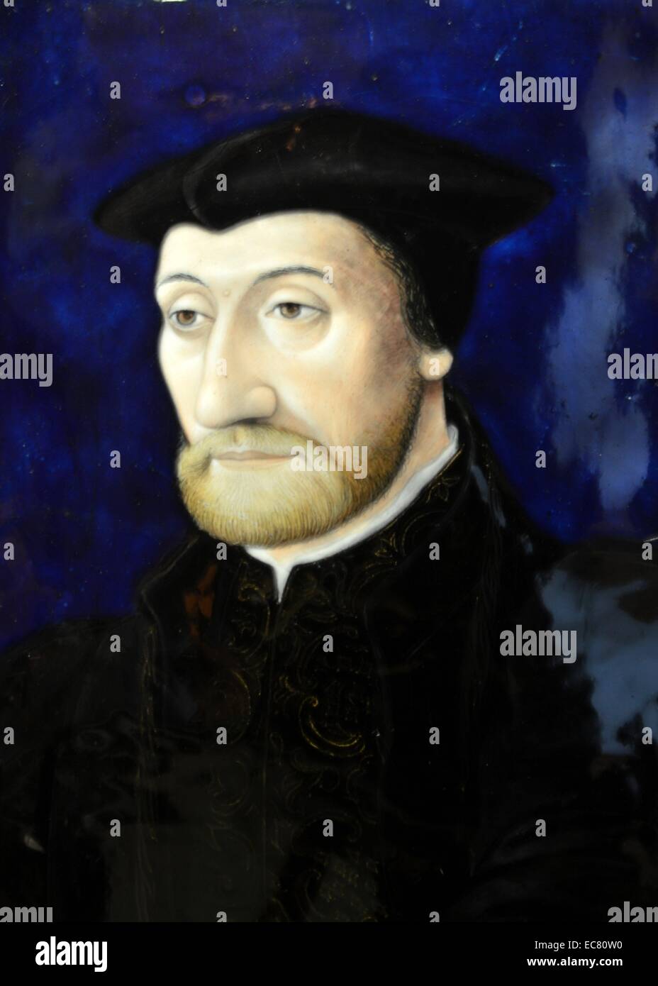 Henri II. Porträt von Henri II 1519-1559, König von Frankreich. Email auf Kupfer, durch Leonard Limosin 1505-1577 Stockfoto
