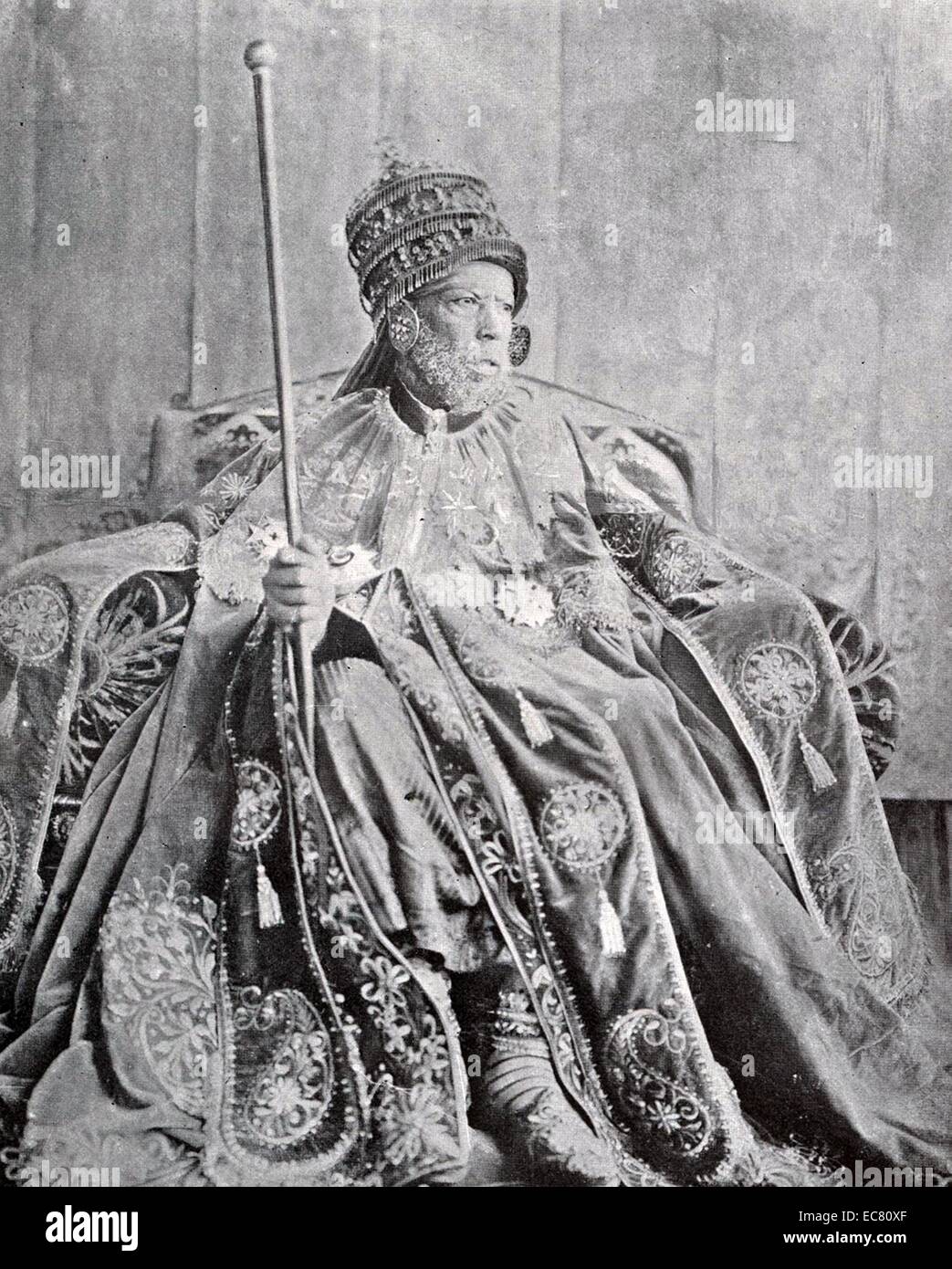 Kaiser Menelik II. (1844-1913), der König der Könige von Äthiopien. Der Prozess der territorialen Expansion und der Schaffung des modernen Empire - Zustand wurden innerhalb der ersten 10 Jahre seiner Herrschaft abgeschlossen. Stockfoto