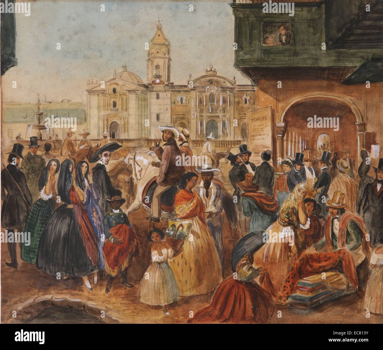 Gemälde mit dem Titel "Studie für Limas Hauptplatz" von Juan Mauricio Rugendas (1802 – 1858), deutscher Maler und Zeichner. Vom Jahre 1843 Stockfoto Gemälde mit dem Titel "Studie für Limas Hauptplatz" von Juan Mauricio Rugendas (1802 – 1858), deutscher Maler und Zeichner. Vom Jahre 1843 Stockfoto