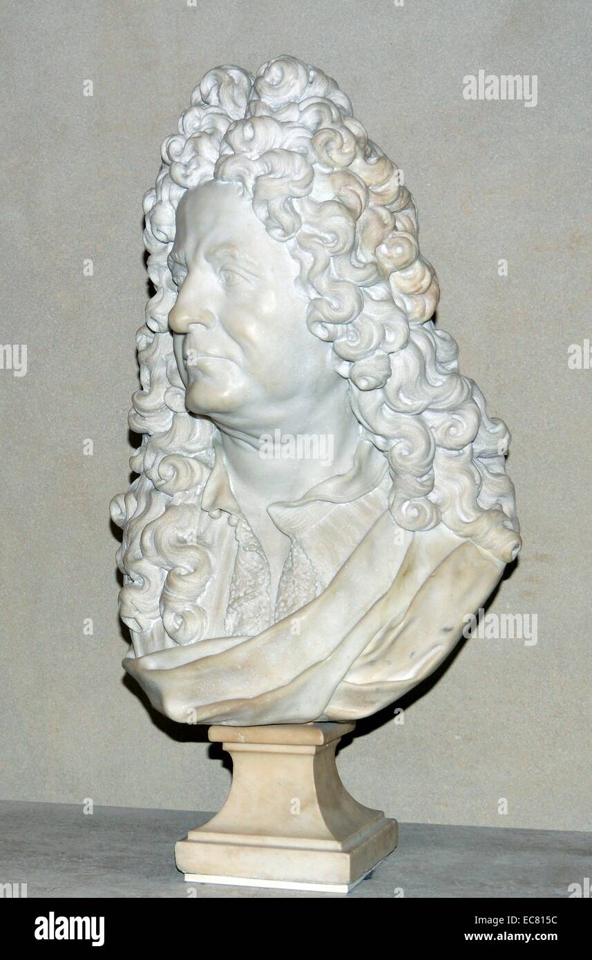 Marmorstatue von Antoine Coypel (1661-1722) war eine Geschichte Maler, den berühmten Sohn des französischen Malers, Noel Coypel. Vom 17. Jahrhundert. Stockfoto