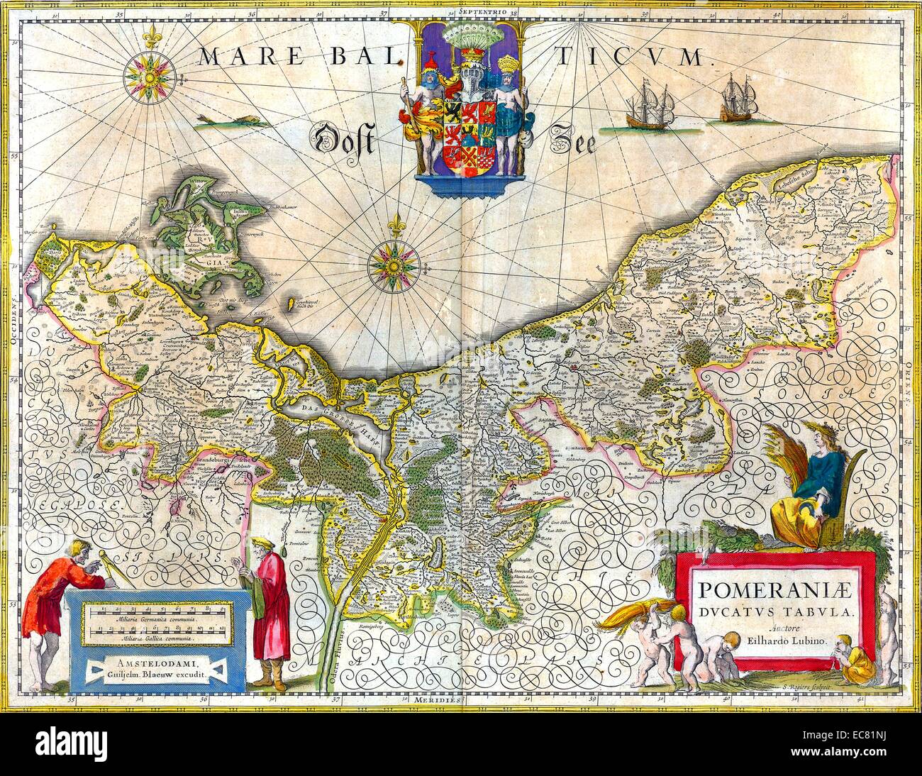 Karte von dem historischen Herzogtum Pommern. Vom 17. Jahrhundert Stockfoto