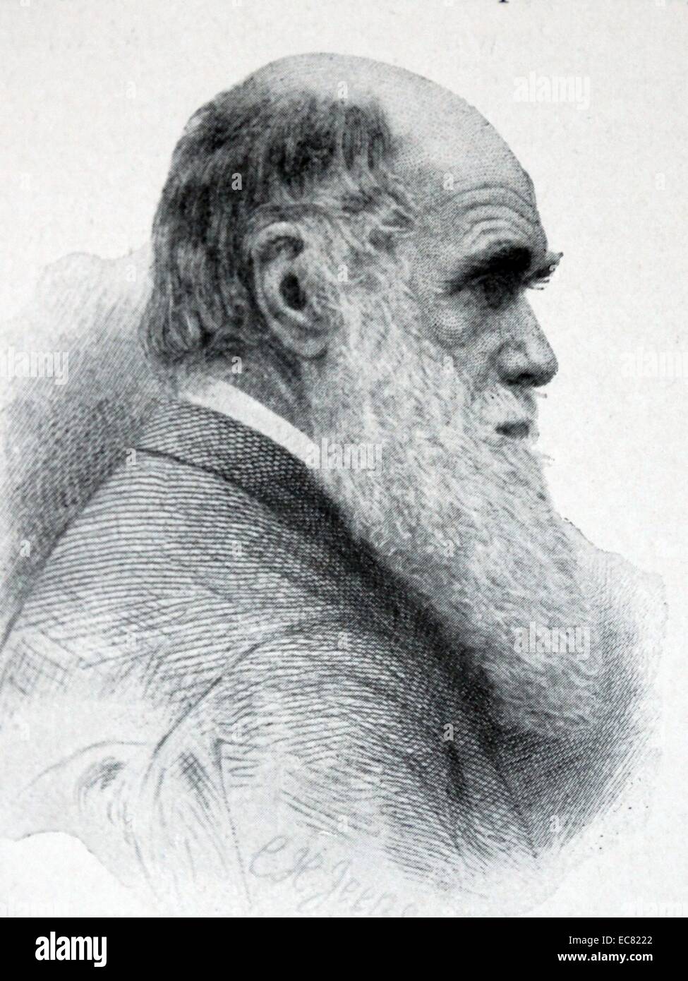 Charles Robert Darwin (12. Februar 1809 - 19. April 1882) war ein englischer Naturforscher und Geologe, der für seine evolutionäre Theorie der Menschen bekannt 'Darwin's Theorie". Stockfoto