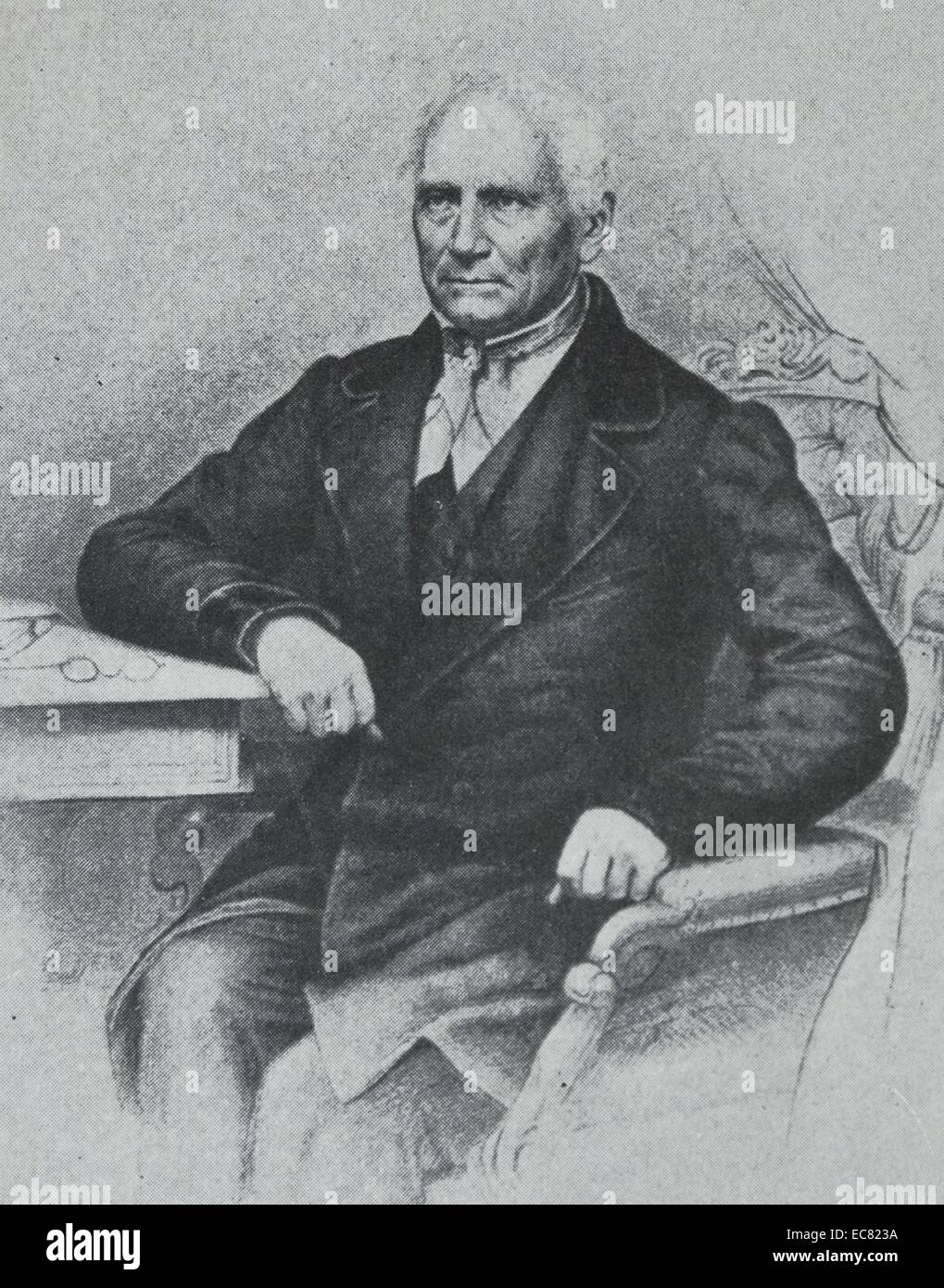Johannes Evangelista Purkinje (17. Dezember bzw. bis zum 18. Dezember 1787 - vom 28. Juli 1869) war ein tschechischer Anatom und Physiologe. Es wurde gesagt, dass er einer der besten Wissenschaftler seiner Zeit. Stockfoto