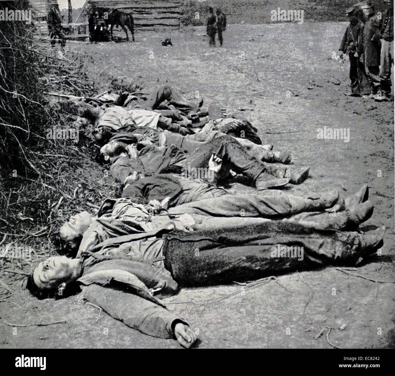 Dead Confederate Soldaten des General Ewell Korps, die Union Linien bei der Schlacht von Spotsylvania, 19. Mai 1864 angegriffen. Stockfoto