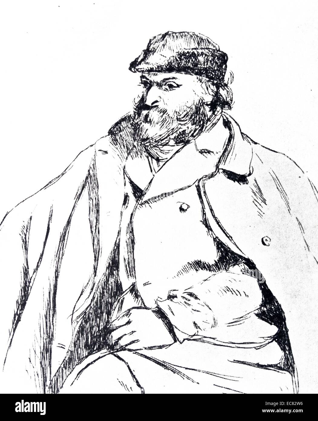 Radierung von Paul Cézanne (1839-1906) französische Künstler und Post-Impressionist Painter. Von Camille Pissarro (1830-1903) und Neo-Impressionist Danish-French impressionistischen Maler. Vom 1874 Stockfoto