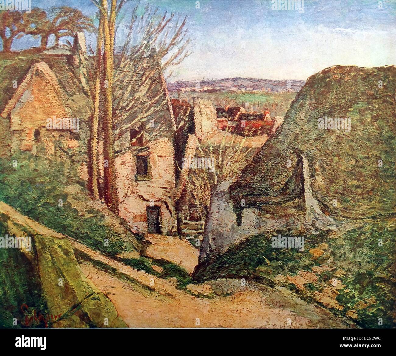 Titled "Der gehängte Haus" von Paul Cézanne (1839-1906) französische Künstler und post-impressionistischen Maler Malerei. Vom Jahre 1872 Stockfoto