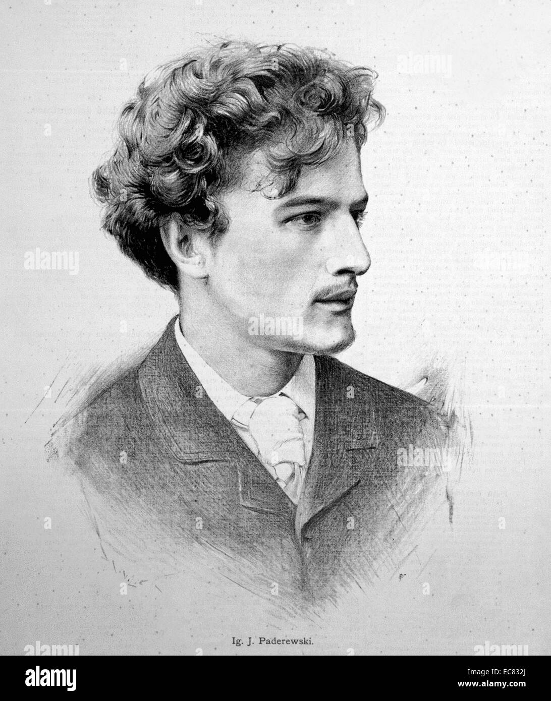 Ignacy Jan Paderewski 18. November 1860 bis 29. Juni 1941) Der polnische Pianist und Komponist, Politiker und Sprecher der polnischen Unabhängigkeit Stockfoto