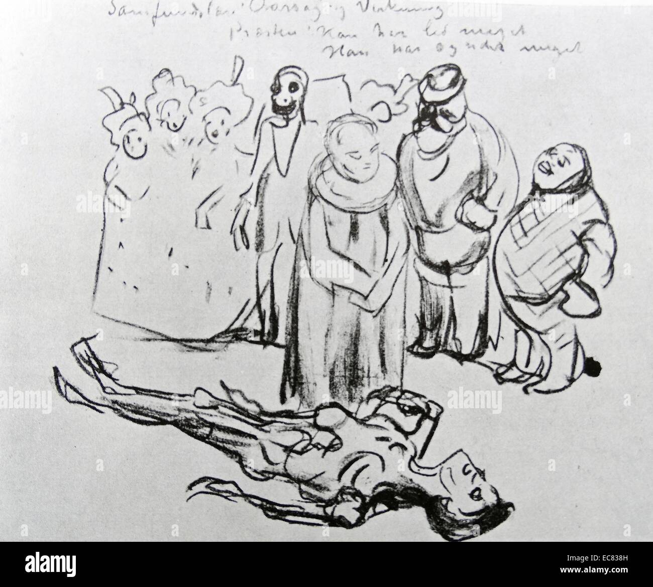 Arbeit mit dem Titel Ursache und Wirkung des norwegischen Künstlers Edvard Munch (1863-1944). Diese Arbeit entstand im Jahre 1904. Stockfoto