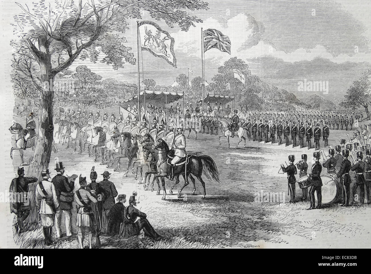 Die 1. Lancashire montiert Gewehre und die Artillerie-Brigade marschieren vorbei; Das Kommissariat Abteilung. Stockfoto