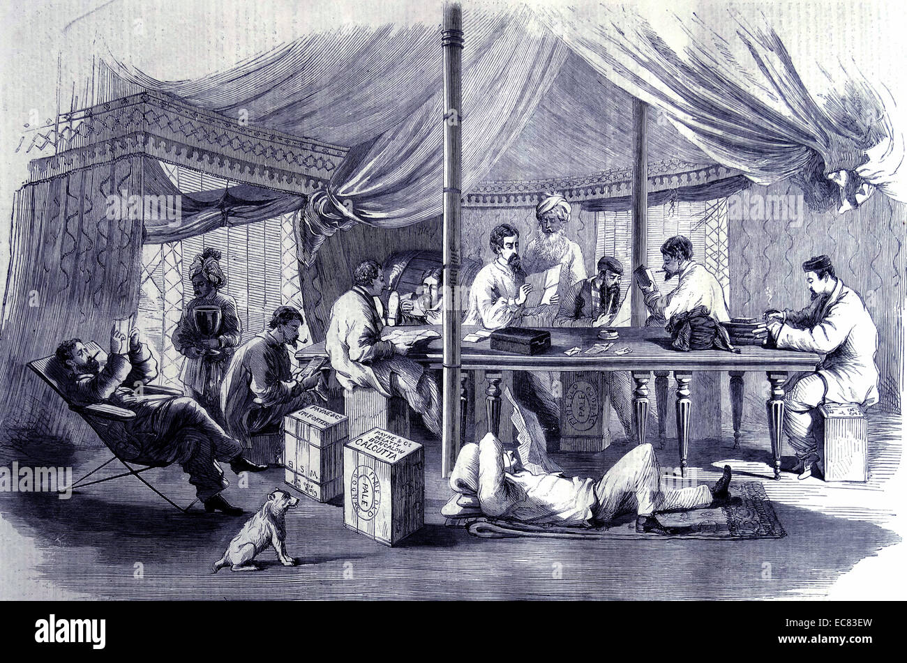 Krieg in China. Zelt des 15. Punjaubees bei Mamelon. Skizze des Künstlers C. Wirgman. Stockfoto
