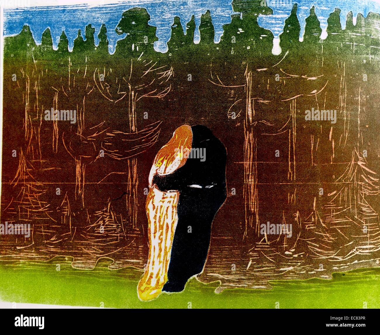 Arbeit mit dem Titel In The Forest des norwegischen Künstlers Edvard Munch (1863-1944). Dies wurde im Jahre 1897 hergestellt. Stockfoto