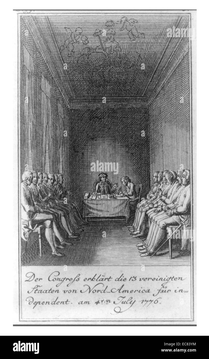 Der Kongress erklärt die 13 Vereinigten Staaten von Nord-Amerika, unabhängig von 4. Juli 1776; von Daniel Chodowiecki 1726-1801 Stockfoto