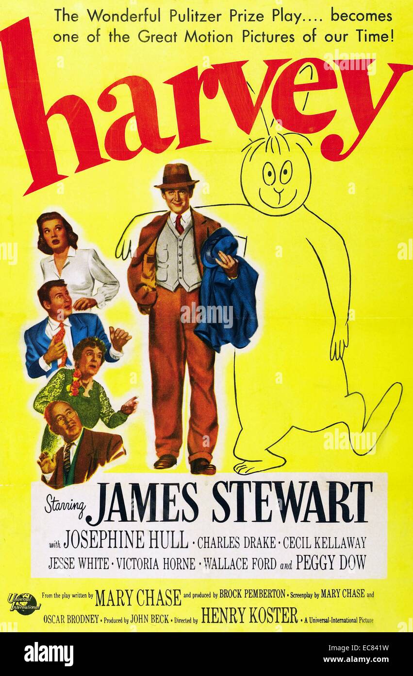 Filmplakat für Harvey starrte James Stewart, John McGiver und Dorothy Blackburn. Datierte 1972 Stockfoto