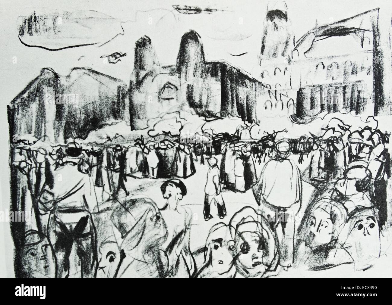 Arbeit mit dem Titel Konflikt am Frankfurter Bahnhopsplaza von der norwegischen Künstler Edvard Munch (1863-1944). Diese Arbeit wurde im Jahr 1920 produziert. Stockfoto