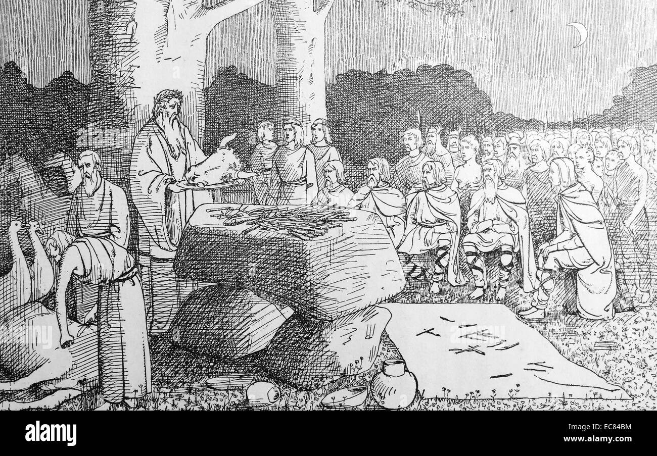 Opfer ist bei einem germanischen Stammes-Versammlung 4. Jahrhundert n. Chr. angeboten. Stockfoto
