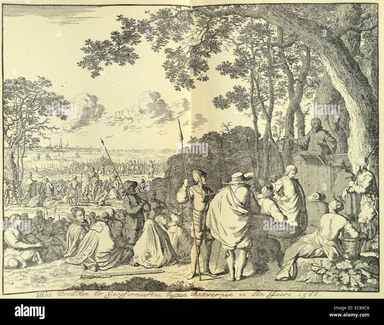 Luft treffen unter der Leitung von einem Prediger der Niederländisch reformierten Kirche in Antwerpen im Jahr 1566 zu öffnen. Stockfoto