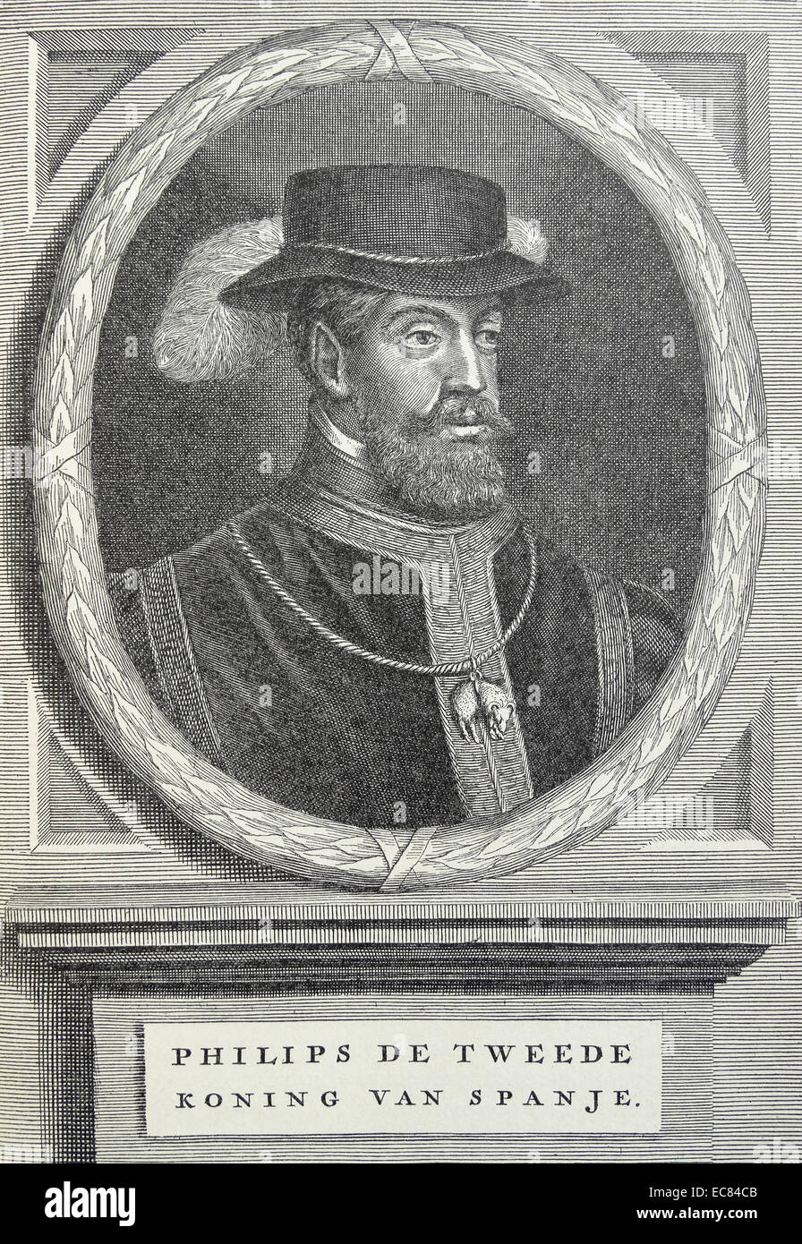 Philipp II. (1527 – 1598) König von Spanien. Von 1555; Er war Herr der siebzehn Provinzen der Niederlande Stockfoto