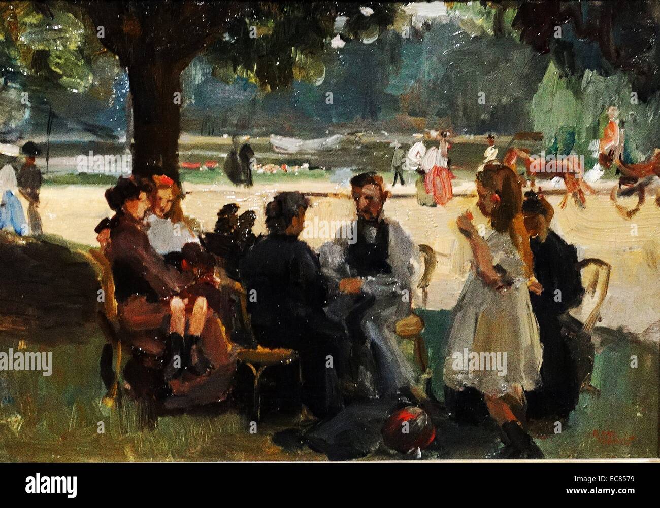 Gemälde mit dem Titel "In den Bois de Boulogne in der Nähe von Paris' gemalt von Isaac Israels (1865-1934). Vom 1906 Stockfoto