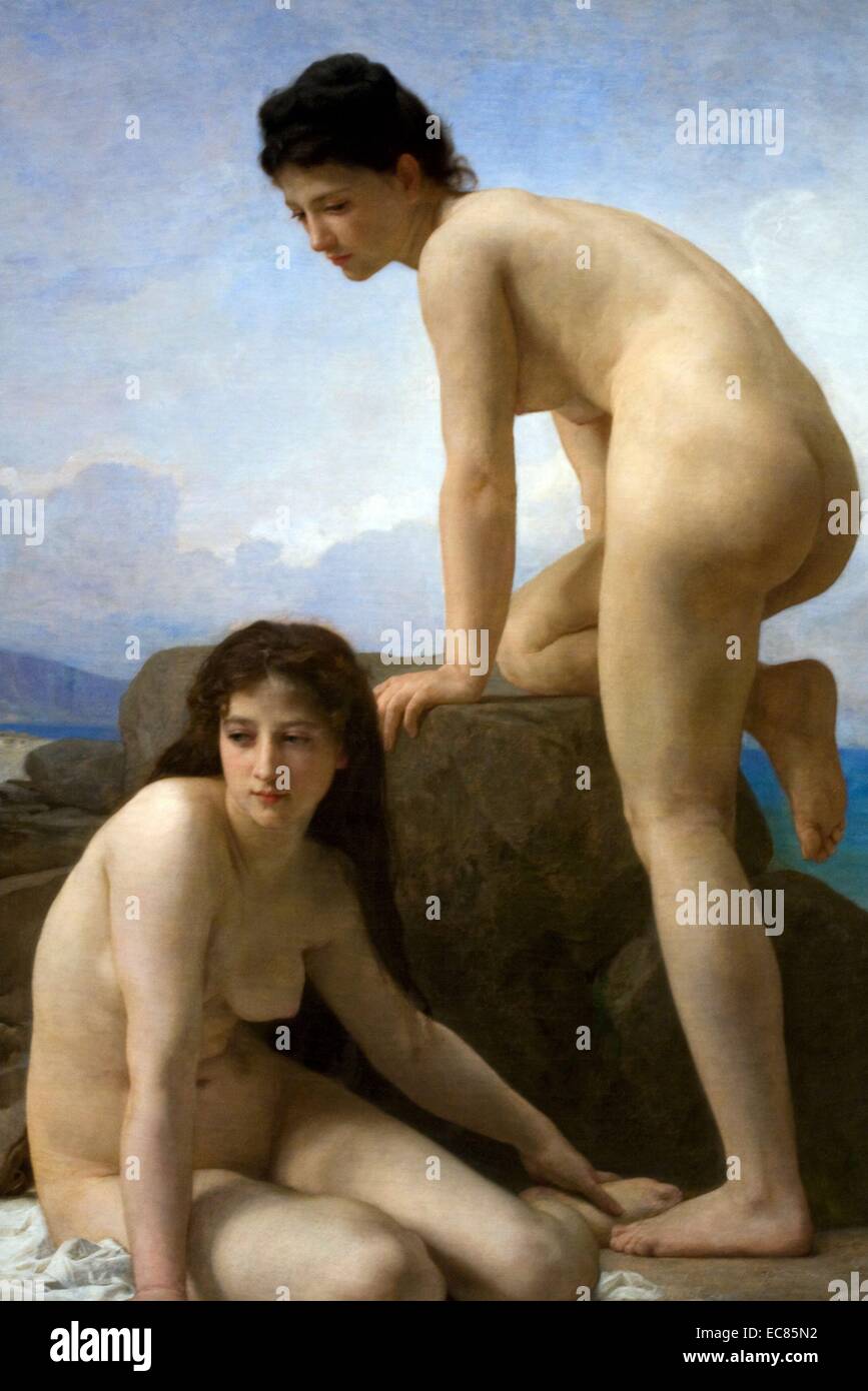 Gemälde mit dem Titel "Die Badenden" von William Adolphe Bouguereau (1825-1905) Französische akademischer Maler und Traditionalisten gemalt. Vom 1879. Stockfoto