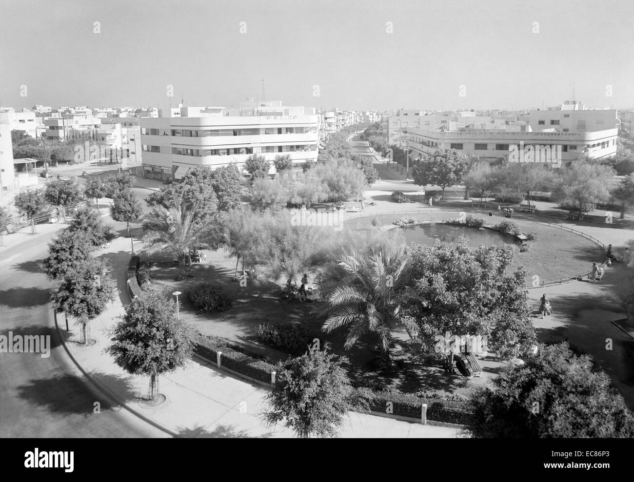 Foto von Dizengoff-Platz, Tel Aviv. Datiert 1946 Stockfoto