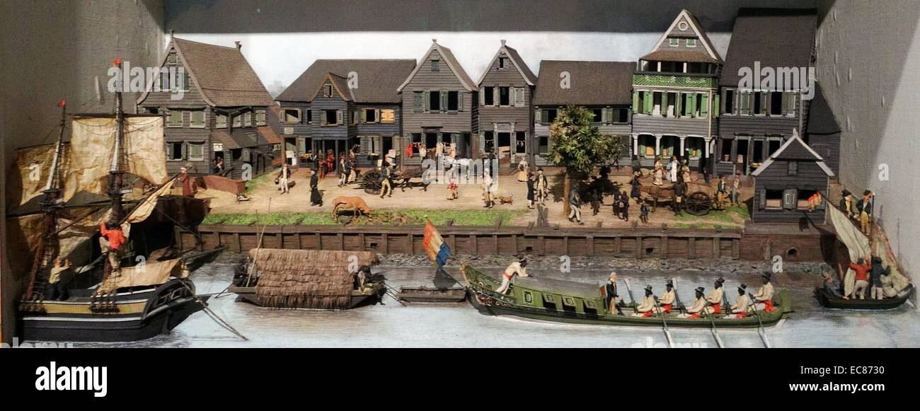 Diorama von der Uferpromenade in Paramaribo. Erstellt von Gerrit Schouten (1779-1839). Datierte 1820 Stockfoto