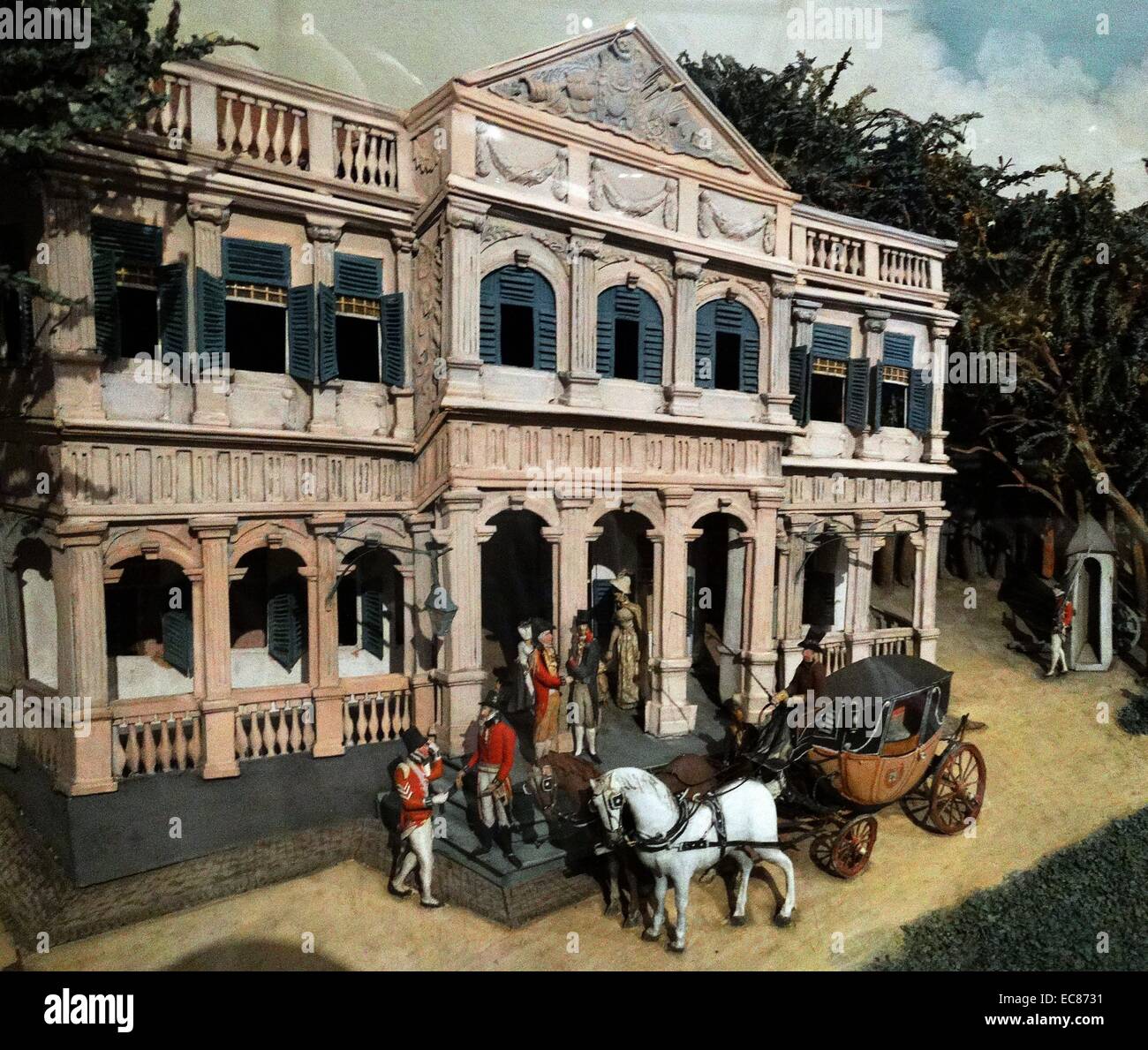 Diorama der Regierungsplatz in Paramaribo. Erstellt von Gerrit Schouten (1779-1839). Datiert 1812 Stockfoto