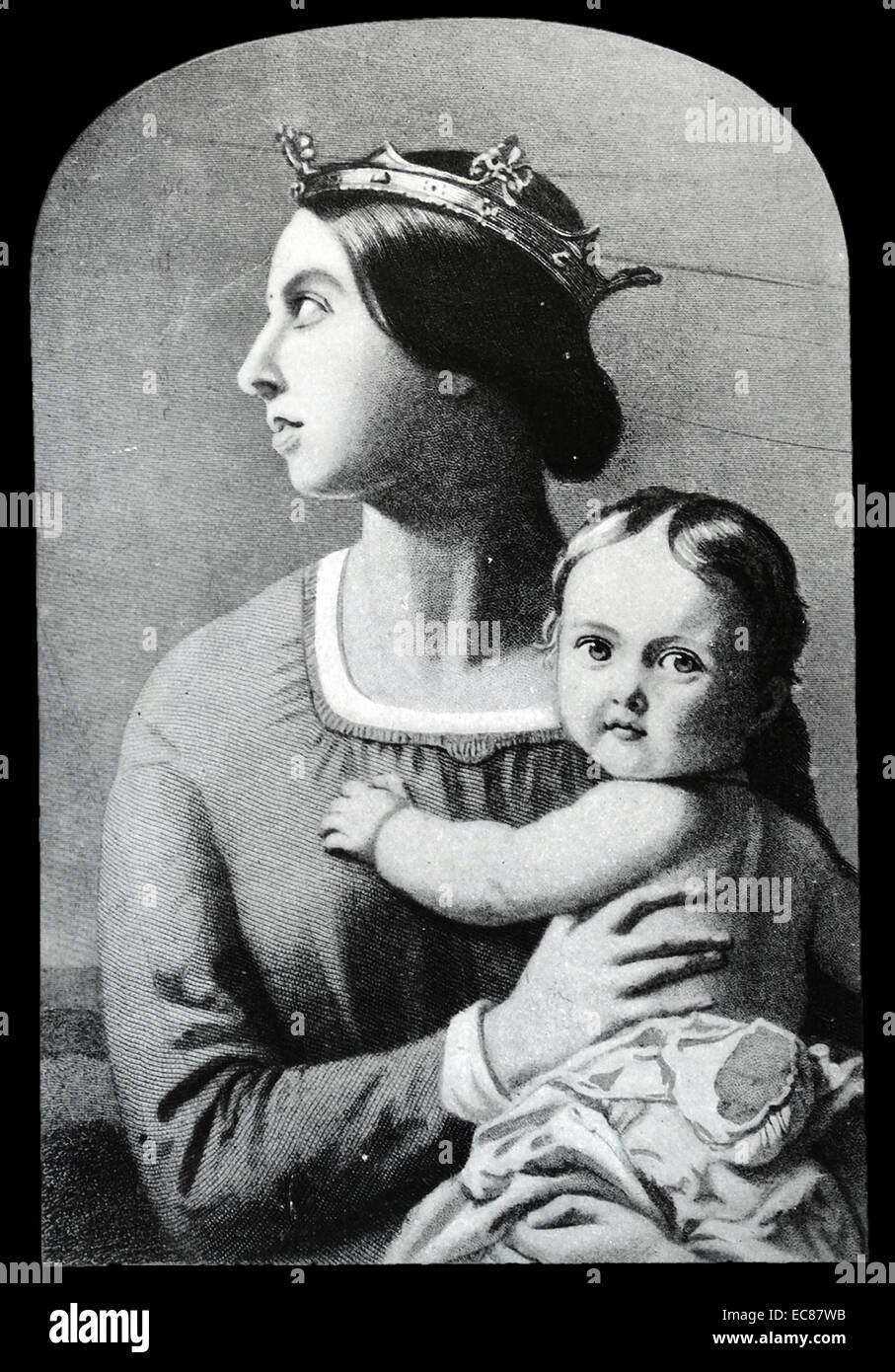 Porträt von Königin Victoria mit Prinz Edward VII. Datierte 1842 Stockfoto