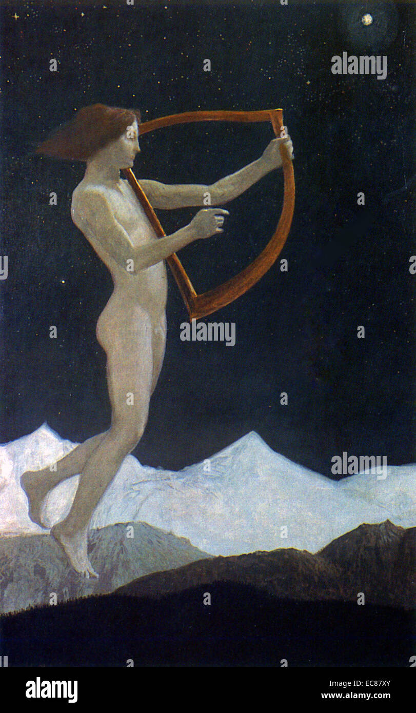 Gemälde mit dem Titel "Mondnacht" von Sascha Schneider (1870-1927), deutscher Maler und Bildhauer. Datierte 1906 Stockfoto Gemälde mit dem Titel "Mondnacht" von Sascha Schneider (1870-1927), deutscher Maler und Bildhauer. Datierte 1906 Stockfoto