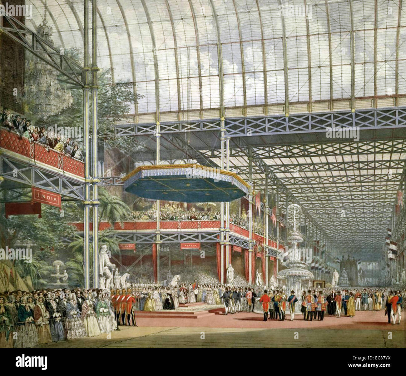 Abbildung von Königin Victoria eröffnet die Weltausstellung im Crystal Palace. Datiert 1851 Stockfoto