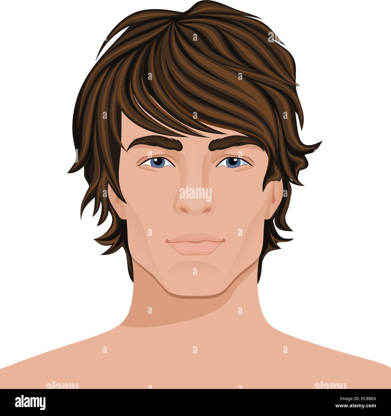 Hübscher junger Mann mit braunen Haaren Gesicht-Porträt-Vektor-illustration  Stock-Vektorgrafik - Alamy